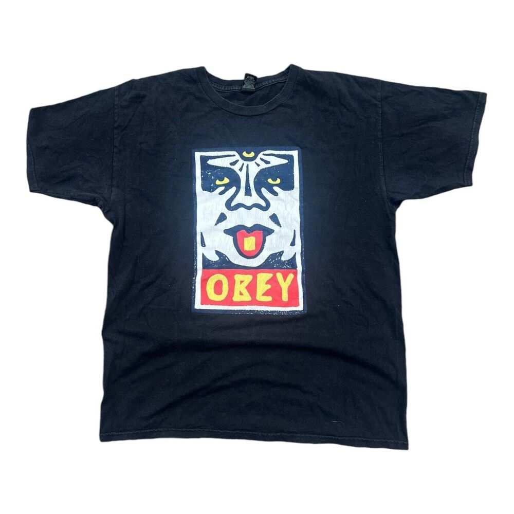 Vintage Obey Acid Logo T Shirt Size Large Y2K Skater